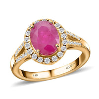 Iliana 18K Yellow Gold AAA Montepuez Ruby and SI Diamond Ring (Size 10.0) 5.07 Grams 2.35 ctw