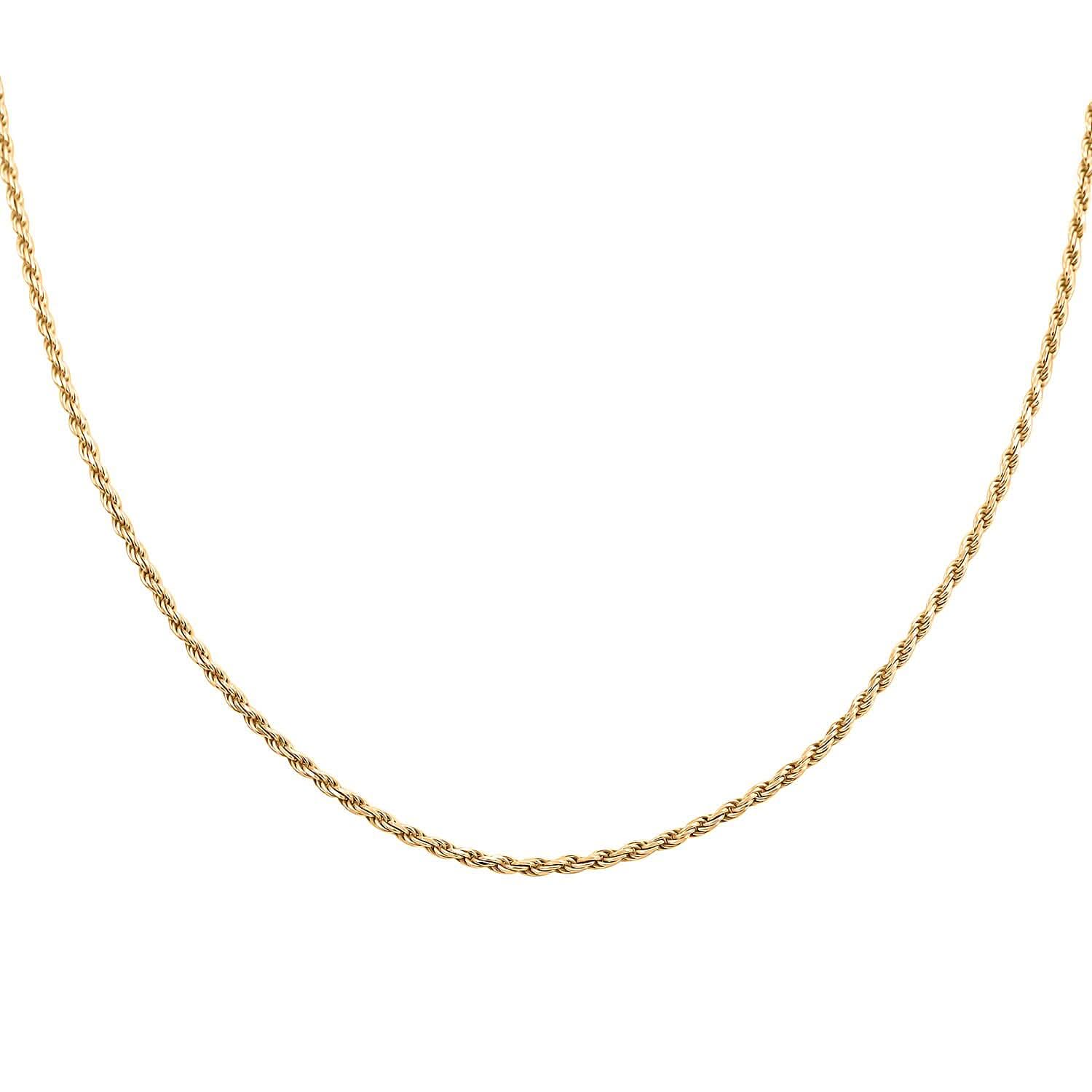 14K YG Over Sterling Silver Rope Chain Necklace (22 Inches) (10.8 g)