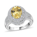 Sunfire Beryl, Moissanite Ring in Platinum Over Sterling Silver (Size 10.0) 2.65 ctw - Sticky add to cart bar