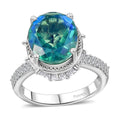 Peacock Quartz, White Zircon Ring in Platinum Over Sterling Silver (Size 10.0) 7.90 ctw - Sticky add to cart bar