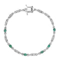 AAA Kagem Zambian Emerald and Diamond Bracelet in Platinum Over Sterling Silver (7.25 In) 1.00 ctw - Sticky add to cart bar