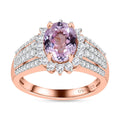 TLV Premium Martha Rocha Kunzite, Moissanite Sunburst Ring in Vermeil RG Over Sterling Silver (Size 10.0) 3.50 ctw - Sticky add to cart bar