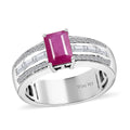 Premium Taveta Ruby and White Zircon Ring in Platinum Over Sterling Silver 2.00 ctw - Sticky add to cart bar