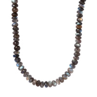 Malagasy Labradorite Beaded Necklace 18 Inches in Rhodium Over Sterling Silver 250.00 ctw
