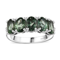 Madagascar Green Apatite, Diamond Ring in Rhodium Over Sterling Silver (Size 10.0) 2.30 ctw