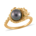 Tahitian Cultured Pearl and Chrome Diopside Dragon Ring in Vermeil Yellow Gold Over Sterling Silver (Size 10.0) - Sticky add to cart bar