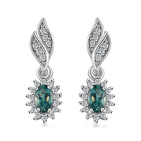 Indian Ocean Apatite and White Zircon Sunburst Earrings in Platinum Over Sterling Silver 0.85 ctw