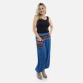 Navy Blue Jacquard Weave 100% Cotton Harem Pant with Front Pocket - One Size Fits Most - Sticky add to cart bar