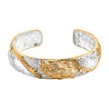 Doorbuster Bali Legacy Dragon Cuff Bracelet in 22K Vermeil YG Over and Sterling Silver (7.25 In) 35.0 Grams - Sticky add to cart bar