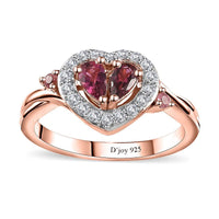 Ouro Fino Rubellite and Multi Gemstone Ring in Vermeil Rose Gold Over Sterling Silver (Size 10.0) 0.75 ctw