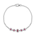 Ofiki Rubellite and Moissanite Bracelet in Platinum Over Sterling Silver (7.25 In) 1.30 ctw - Sticky add to cart bar
