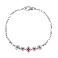 Ofiki Rubellite and Moissanite Bracelet in Platinum Over Sterling Silver (7.25 In) 1.30 ctw