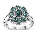 Indian Ocean Apatite and Moissanite Ring in Platinum Over Sterling Silver (Size 10.0) 2.00 ctw - Sticky add to cart bar