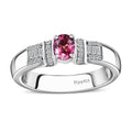 Ouro Fino Rubellite and White Zircon Ring in Platinum Over Sterling Silver (Size 7.0) 0.75 ctw - Sticky add to cart bar
