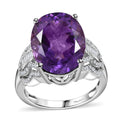 Doorbuster Premium Moroccan Amethyst, White Zircon Ring in Rhodium Over Sterling Silver (Size 10.0) 9.35 ctw - Sticky add to cart bar
