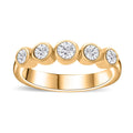 Moissanite 5 Stone Ring in 18K Vermeil YG Over Sterling Silver (Size 10.0) 0.50 ctw - Sticky add to cart bar