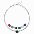7pcs Interchangeable Multi Gemstone 51.00 ctw Omega Chain Necklace 18-20 Inches in Stainless Steel - Sticky add to cart bar