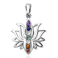 African Amethyst , Multi gemstones Fancy Pendant in Rhodium Over Sterling Silver 3.68 ctw