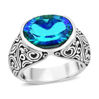 Bali Legacy Peacock Quartz (Triplet) Ring in Sterling Silver 6.00 ctw
