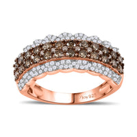 Natural Champagne and White Diamond Band Ring in Sterling Silver