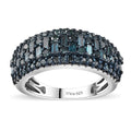 Doorbuster Blue Diamond (IR) Ring in Platinum Over Sterling Silver (Size 10.0) 1.00 ctw - Sticky add to cart bar