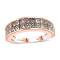 Luxoro 14K Rose Gold Natural Champagne Diamond (I1-I2) Double Row Half Eternity Band Ring (Size 10.0) 2.00 ctw - Sticky add to cart bar