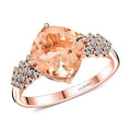 Luxoro 10K Rose Gold AAA Marropino Morganite and G-H I2 Diamond Ring (Size 10.0) 3.80 ctw - Sticky add to cart bar