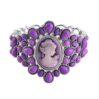 Cameo, Multi Color Howlite Bangle Bracelet in Silvertone (7.0 In) 26.00 ctw