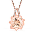 Luxoro 10K Rose Gold AAA Marropino Morganite and G-H I2 Diamond Daisy Floral Pendant without Chain 4.25 Grams 3.45 ctw - Sticky add to cart bar