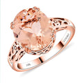 Certified & Appraised Luxoro 10K Rose Gold AAA Marropino Morganite and G-H I2 Diamond Ring (Size 10.0) 4.15 ctw - Sticky add to cart bar
