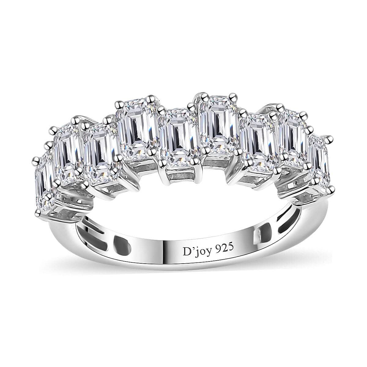 Moissanite (Oct 5x3mm) Ring in Platinum Over Sterling Silver (Size 10.0) 2.65 ctw