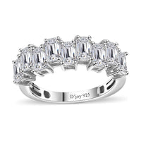 Moissanite (Oct 5x3mm) Ring in Platinum Over Sterling Silver (Size 10.0) 2.65 ctw
