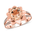 Luxoro 10K Rose Gold AAA Marropino Morganite, Diamond (G-H, I2) (0.29 cts) Floral Ring (Size 10.0) (6.07 g) 3.60 ctw - Sticky add to cart bar