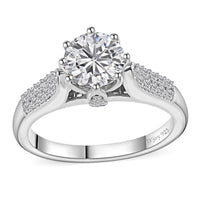 Moissanite (Rnd 7mm) Ring in Platinum Over Sterling Silver (Size 10.0) 1.50 ctw