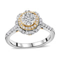 Moissanite (Rnd 6mm) Ring in Vermeil YG and Platinum Over Sterling Silver (Size 7.0) 1.30 ctw - Sticky add to cart bar
