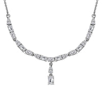 D'Joy Moissanite Y-Shape Necklace 18-20 Inches in Platinum Over Sterling Silver 4.70 ctw