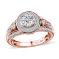 Moissanite Halo Ring in Vermeil Rose Gold Over Sterling Silver (Size 10.0) 1.10 ctw - Sticky add to cart bar