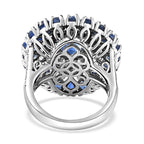 Premium Kashmir Kyanite, Multi Gemstone Floral Spray Ring in Platinum Over Sterling Silver (Size 10.0) 8.20 ctw