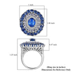 Premium Kashmir Kyanite, Multi Gemstone Floral Spray Ring in Platinum Over Sterling Silver (Size 10.0) 8.20 ctw