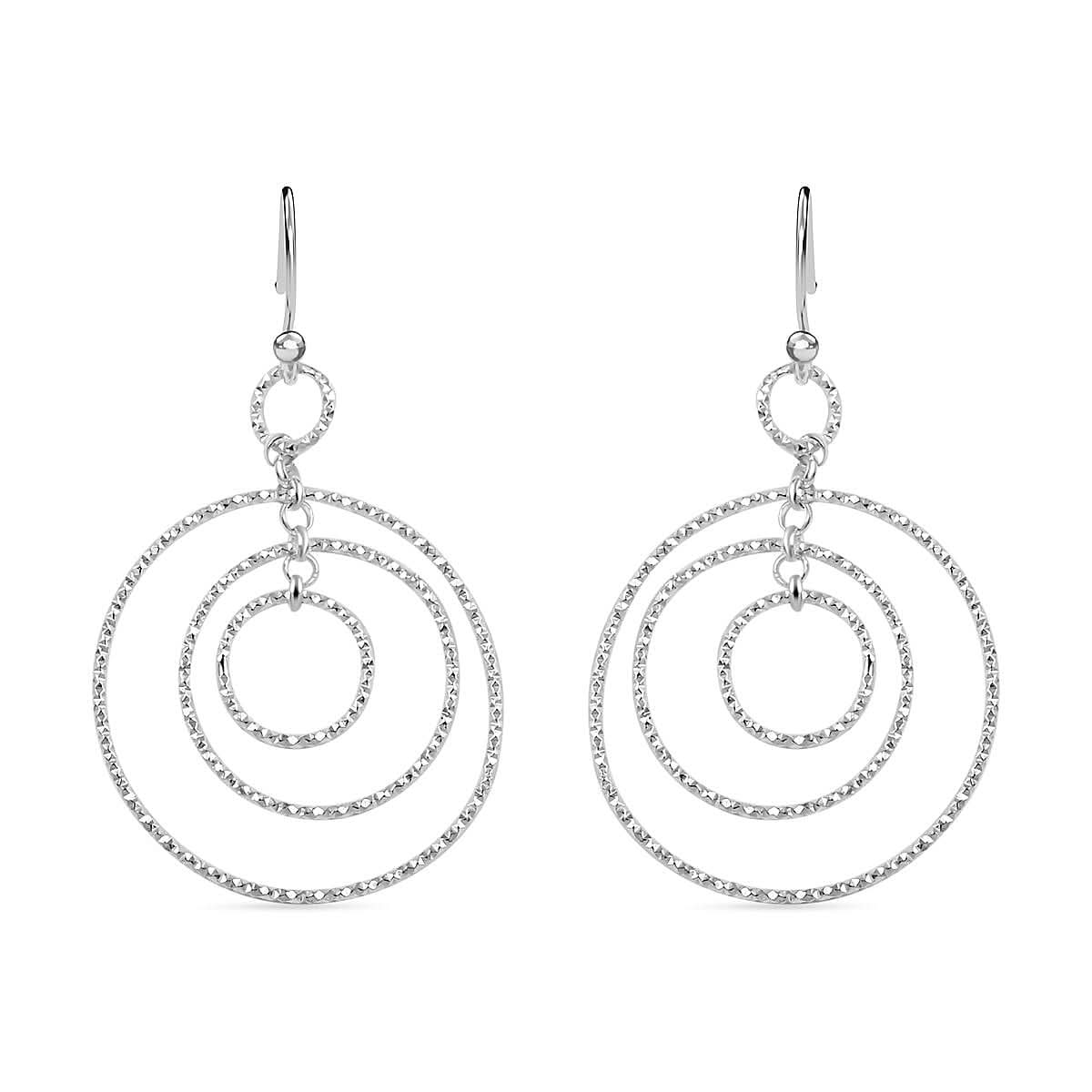Sterling Silver Concentric Circle Hoop Earrings (2.90 g)