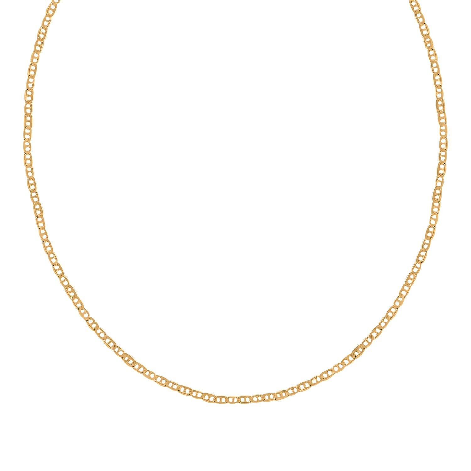14K Yellow Gold Over Sterling Silver Round Mariner Chain Necklace 24 Inches 2.70 Grams