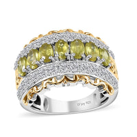 Premium Sava Sphene, White Zircon Ring in 18K Vermeil YG and Rhodium Over Sterling Silver (Size 8.0) 2.65 ctw