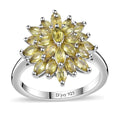 Premium Sava Sphene Floral Ring in Rhodium Over Sterling Silver (Size 6.0) 2.25 ctw - Sticky add to cart bar