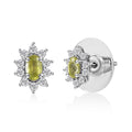 Premium Sphene and White Zircon Sunburst Earrings in Rhodium Over Sterling Silver 0.90 ctw - Sticky add to cart bar