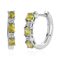 Premium Sphene and Moissanite Hoop Earrings in Rhodium Over Sterling Silver 1.35 ctw - Sticky add to cart bar