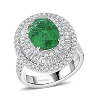 Chairman Vault Collection Certified & Appraised Rhapsody 950 Platinum AAAA Kagem Zambian Emerald, Diamond (E-F, VS) (1.75 cts) Ring (Size 7.0) (14.40 g) 5.40 ctw