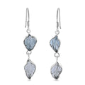 Indian Artistry Aquamarine Carved Leaf 9.10 ctw Earrings in Sterling Silver - Sticky add to cart bar