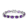 Premium African Amethyst Tennis Bracelet in Platinum Over Sterling Silver (6.50 In) 24.00 ctw - Sticky add to cart bar