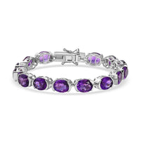 Premium African Amethyst Tennis Bracelet in Platinum Over Sterling Silver (6.50 In) 24.00 ctw