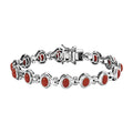 Mediterranean Coral, White Zircon Bracelet in Platinum Over Sterling Silver (6.50 In) 9.60 ctw - Sticky add to cart bar